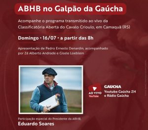 ABHB participa do Galpão da Gaúcha, neste domingo (16)